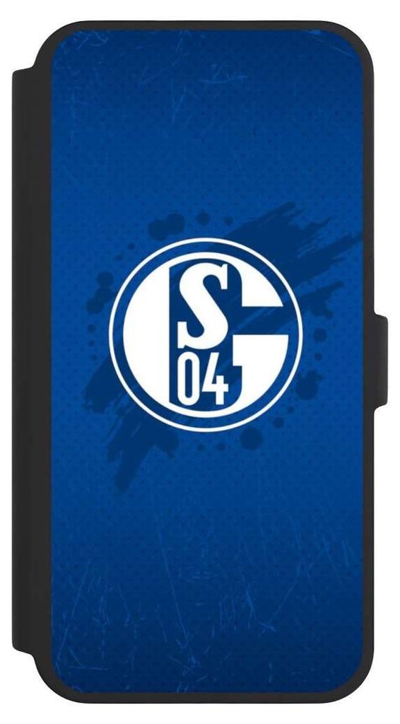 NIVOCASE Klapphülle für Apple iPhone 16 Pro Max Handyhülle aus Kunst Leder NIVOflip schwarz Bundesliga FC Schalke 04 Offizielles Lizenzprodukt