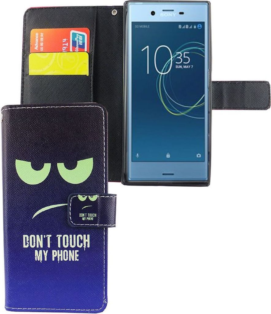 Handyhülle Tasche für Handy Sony Xperia XZs Dont Touch My Phone Blau / Grün