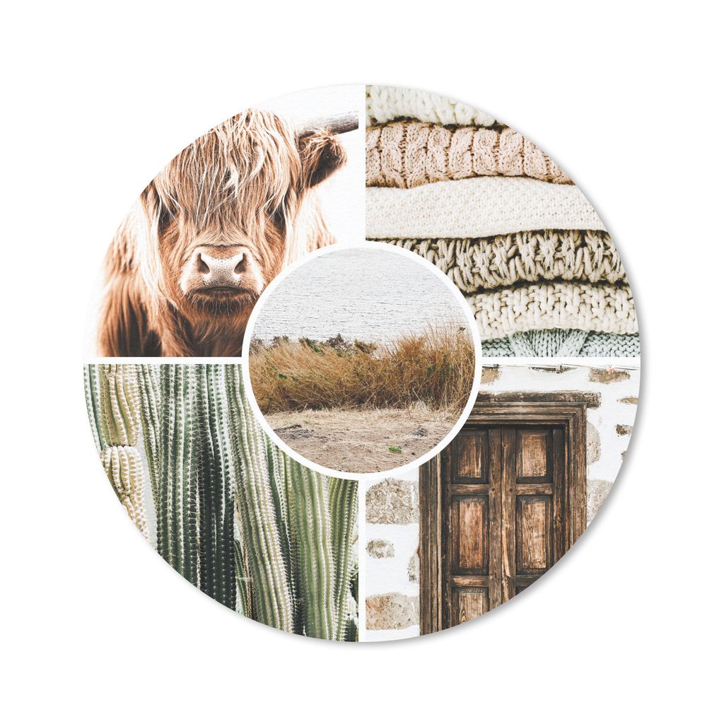 MuchoWow Mauspad Mousepad Schottischer Highlander - Collage - Böhmisch 40x40 cm - Mousepads - Maus Mat - Pad - Mausunterlage - Schreibtisch Acce...