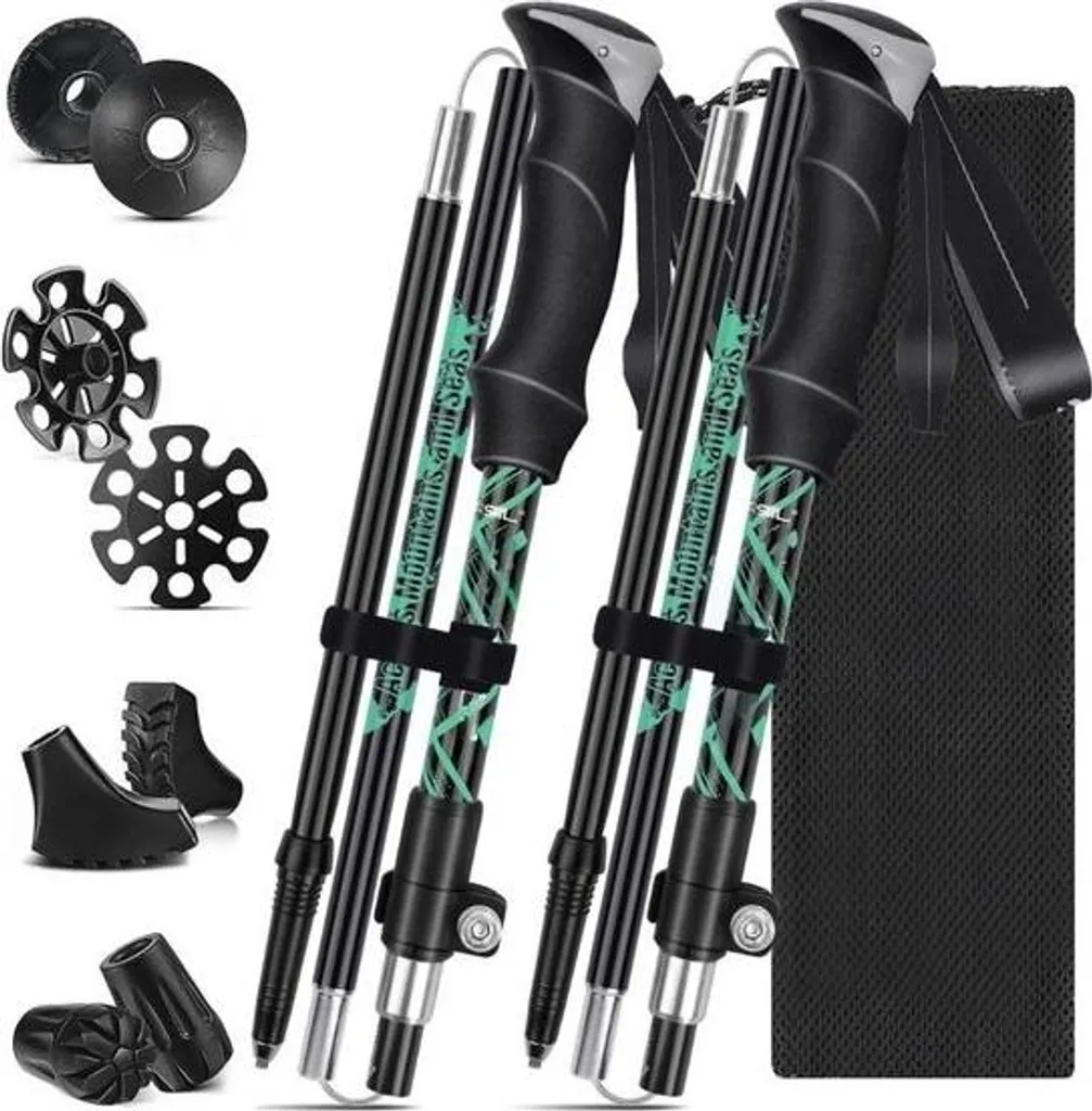Bâtons de marche nordique pliables en carbone ultra légers 130 cm vert
