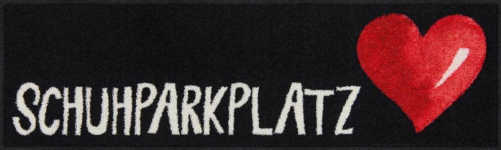 Salonloewe Fußmatte Großherzig Schuhparkplatz" schwarz/rot 30x100 cm"