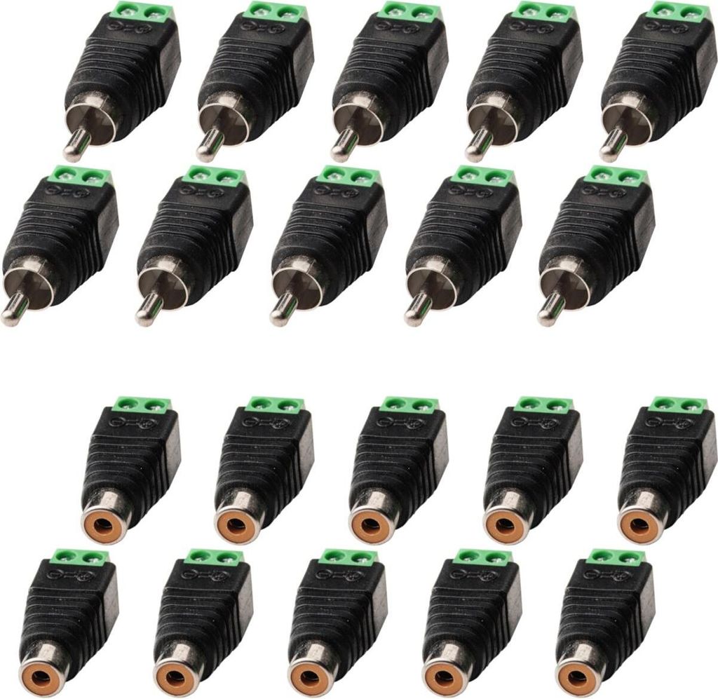 DC BNC Cinch Klinke Steckverbinder Stecker Buchse Adapter Kupplung Schraubklemme - Typ: Cinch - Variante: Cinch Stecker + Cinch Buchse - Menge: 10 ...