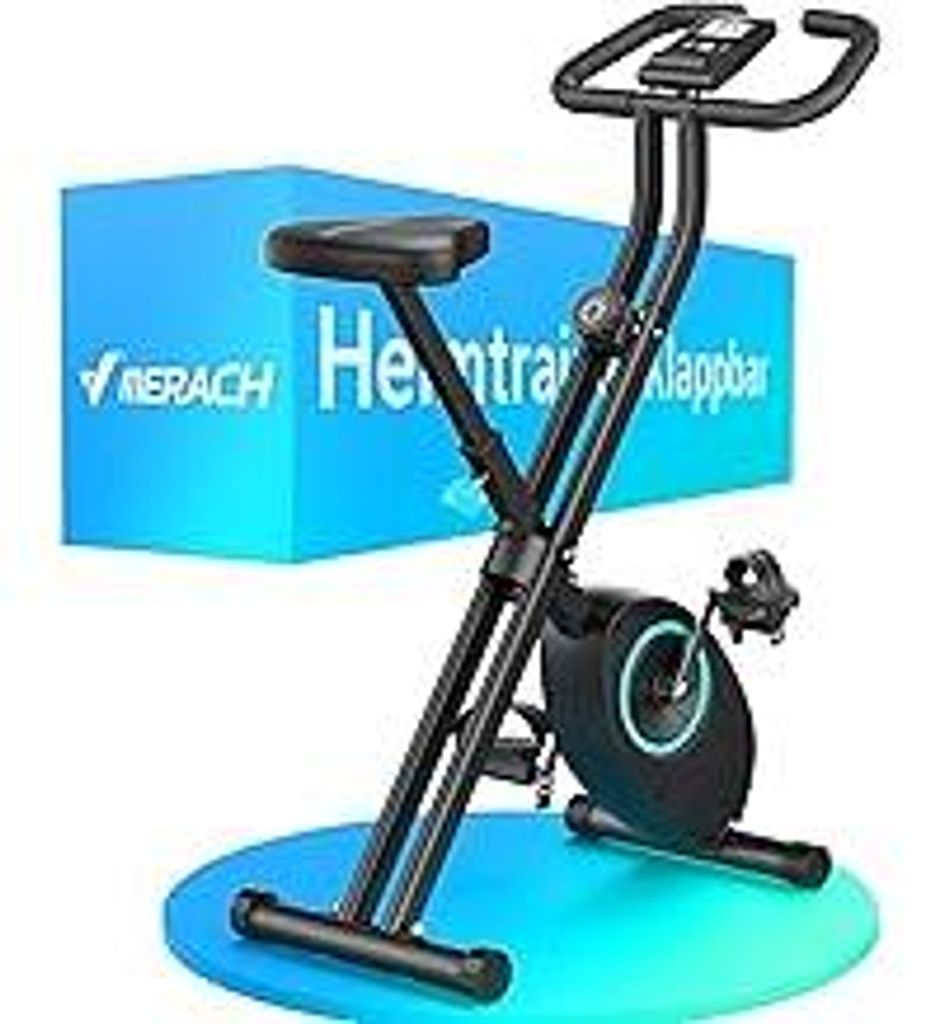 MERACH Heimtrainer Fahrrad Klappbar, Hometrainer Fahrrad mit LCD Monitor, Magnetisches Ergometer Heimtrainer mit Bequemem Sitzkissen, Fitnessbikes ...