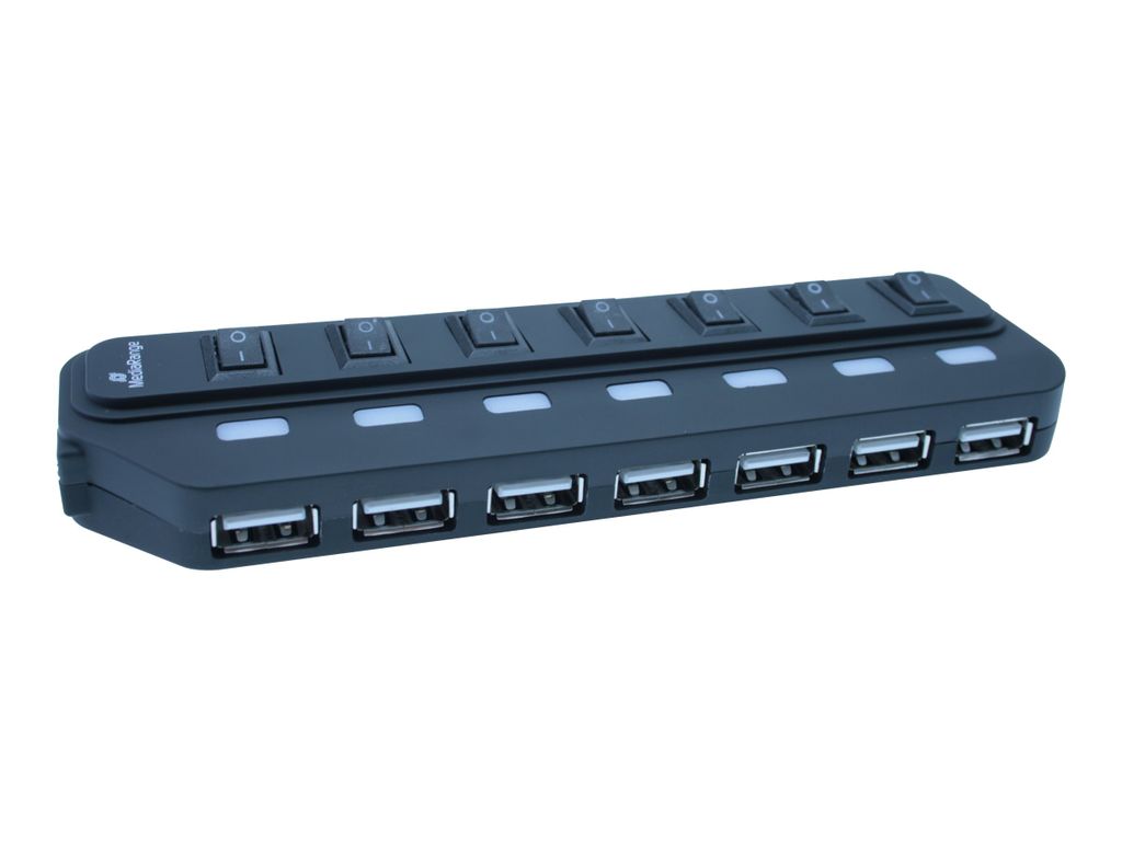MediaRange USB-HUB 7-Port USB 2.0 extern schwarz Produktbild 