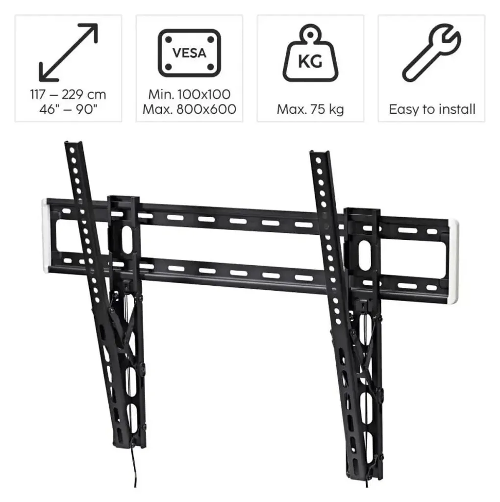 Support mural TV inclinable pour Home Cinéma - Écran 254 cm Max 75 kg