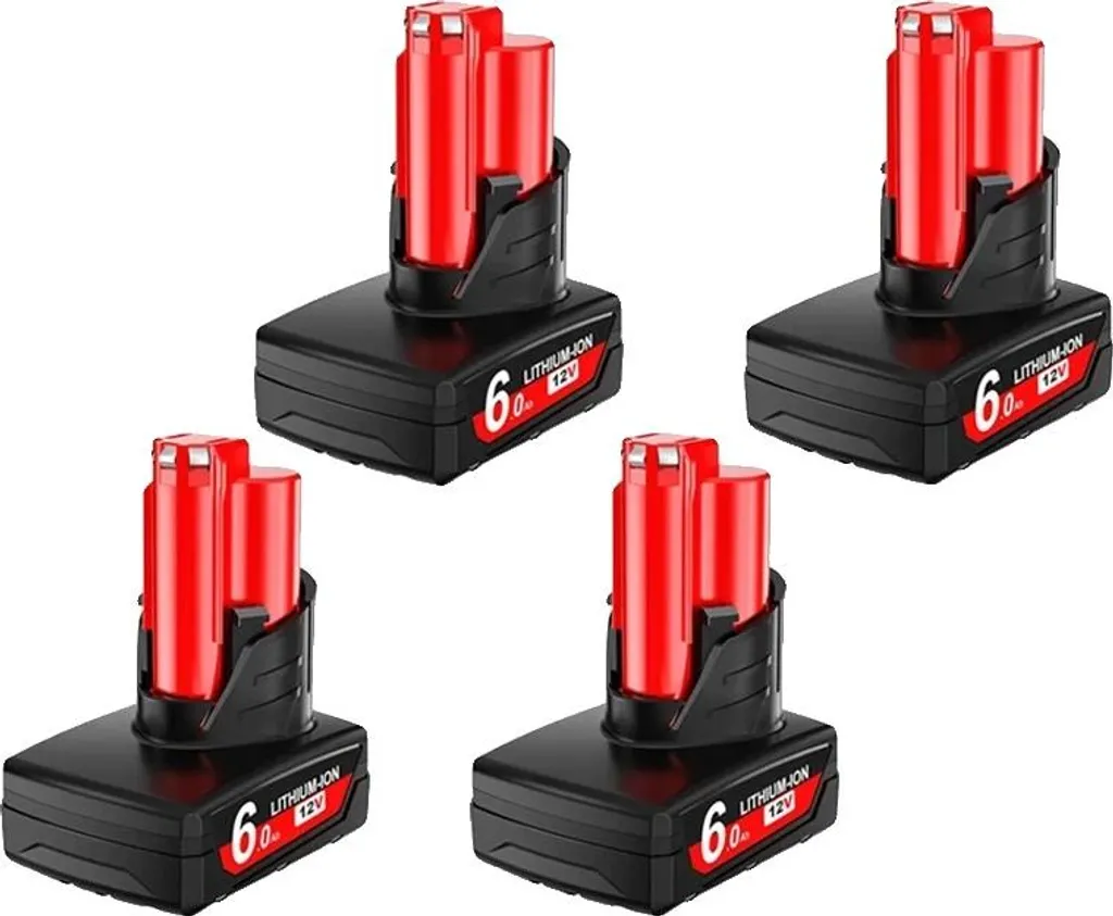 Batteria 12V 6Ah ricaricabile Li-ion - Kit 4 pezzi compatibile multi-marca