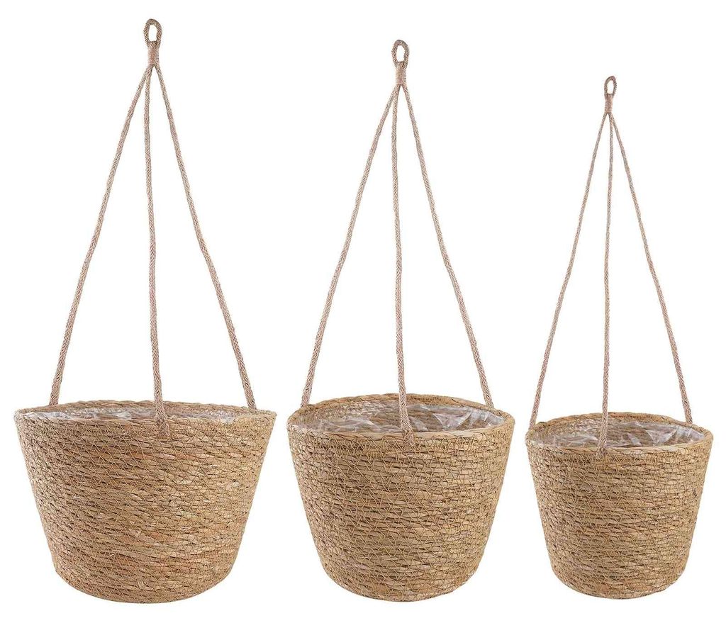 vidaXL Seegras Pflanzenkörbe 3 pcs Natur Ø26 x 19 cm 100% Seegras