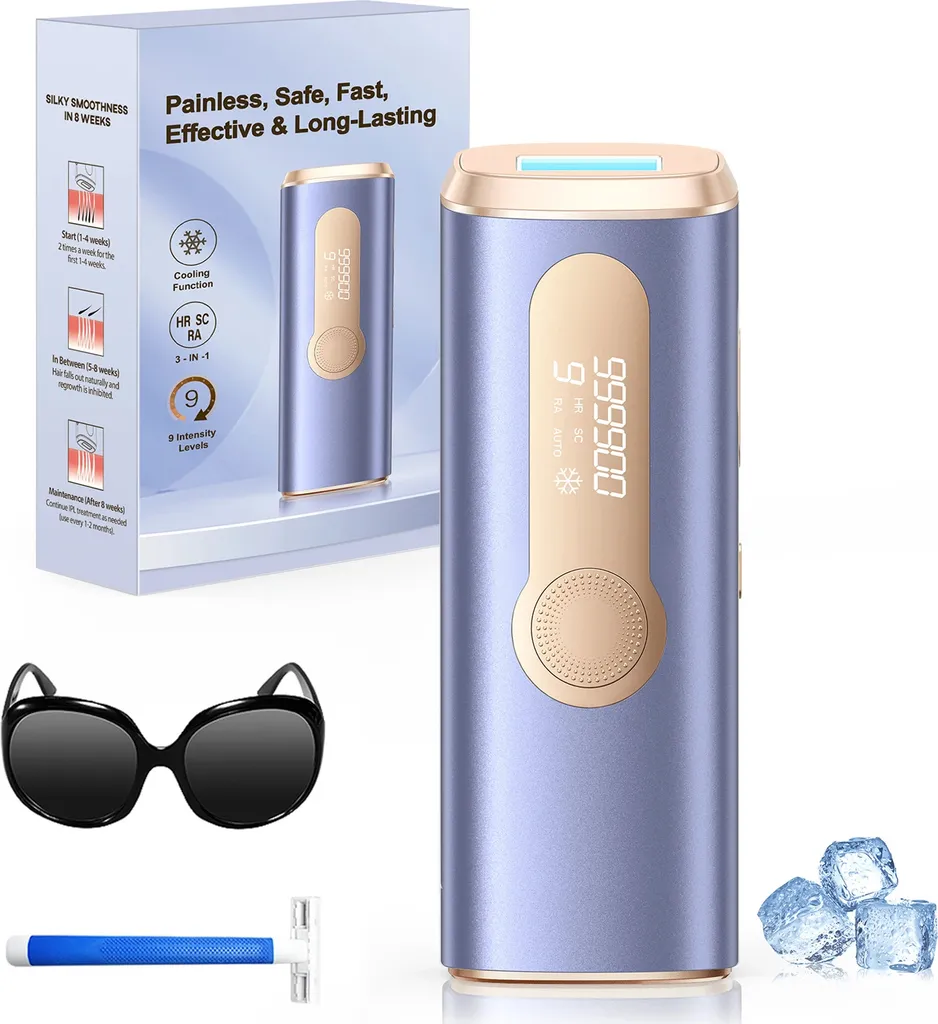 Epilatore Laser IPL Viola 990.000 Impulsi - Pelle Liscia da Sogno