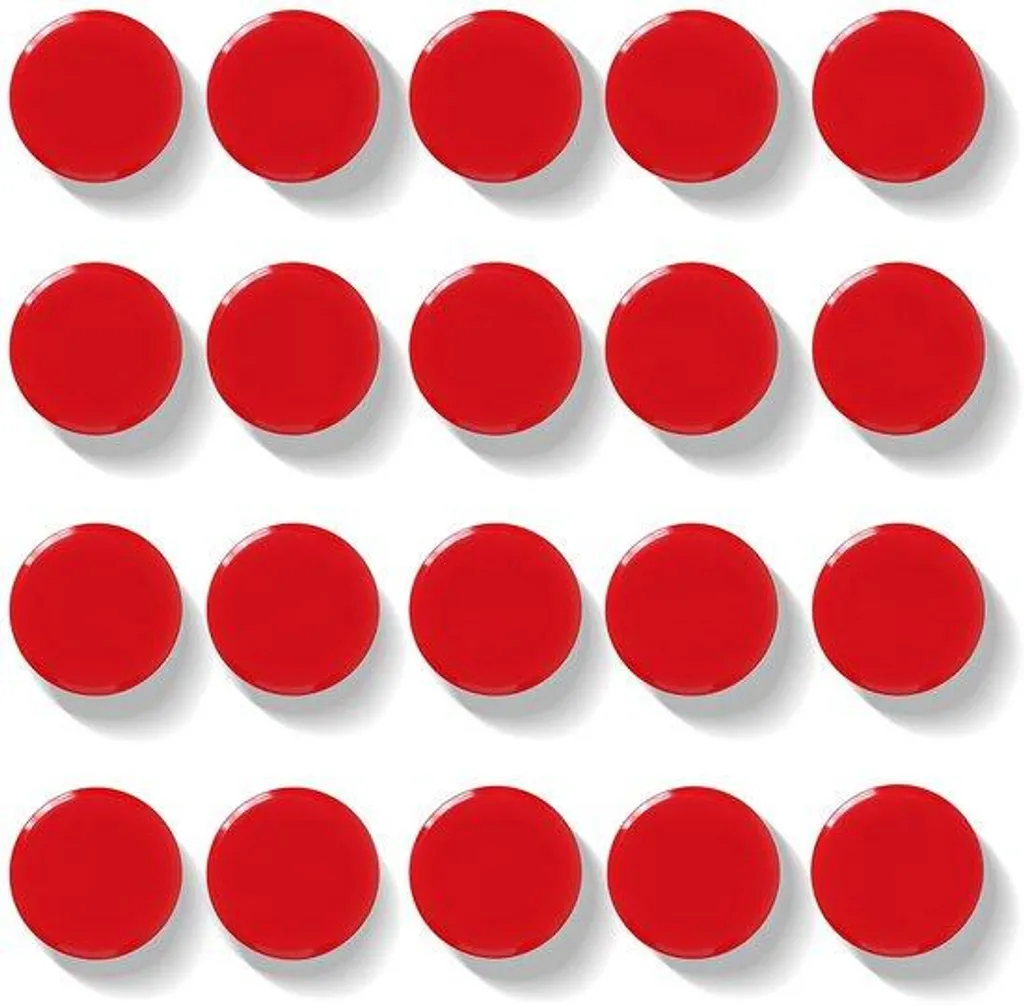 Fixez vos notes sans rayer : 20 aimants rouges ronds pour tableaux blancs