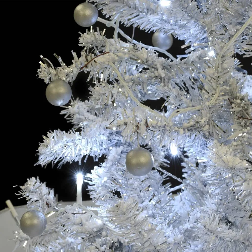 vidaXL Sapin de Noël à neige avec pied parasol blanc hauteur 170 cm - 5