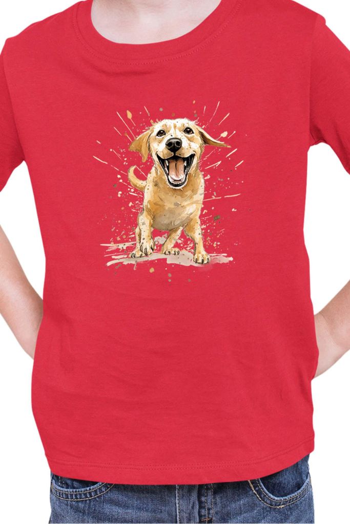 Kinder T-Shirt Funny Dogs Breeds Labrador Retriever Dog Breed, 3-4 Jahr - 104 / Rot