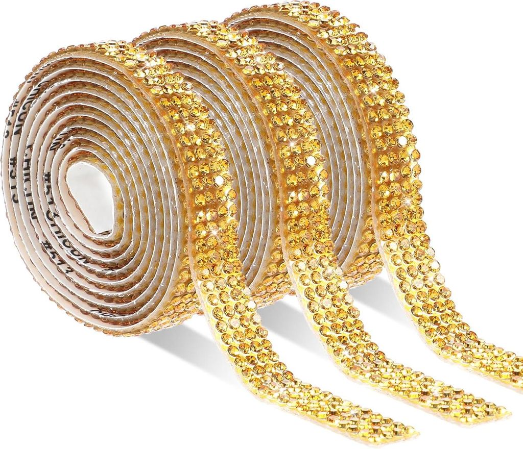 3 Stück Selbstklebende Strassbänder, Kristall Strasssteine Glitzerband DIY Diamant Band Glitzersteine DIY Dekoration Aufkleber für Kleidung, Hoc...