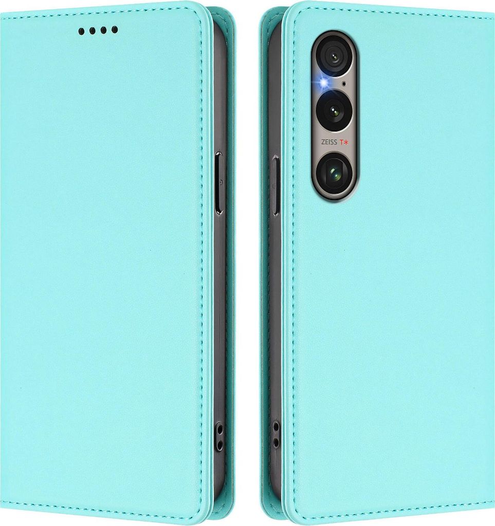 Handyhülle für Sony Xperia 1 VI, Kunstleder Klapphülle Stoßfeste Magnetische Hülle mit Ständer Türkis