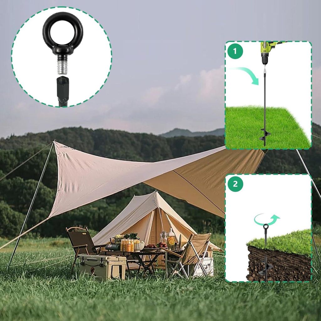 Bodenanker 40 cm - Set von 4 - Bodenhaken für harten Boden - Zelte, Markisen, Schuppen