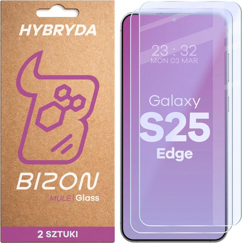 2x Flexibles Hybridglas für Galaxy S25 Edge, Bizon Glass Mule Duo