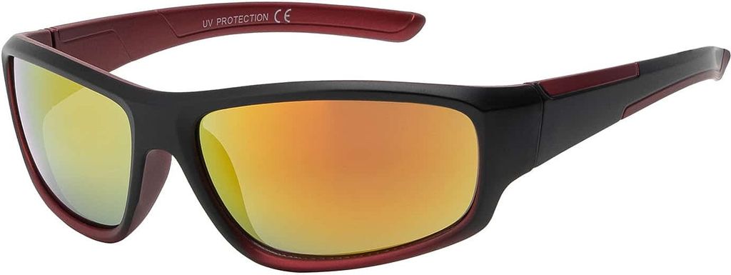 Jungen Mädchen Kinder Sonnen Brille Designer Modern Cool Abgefahren 30546 Rot/Gelb-Schwarz