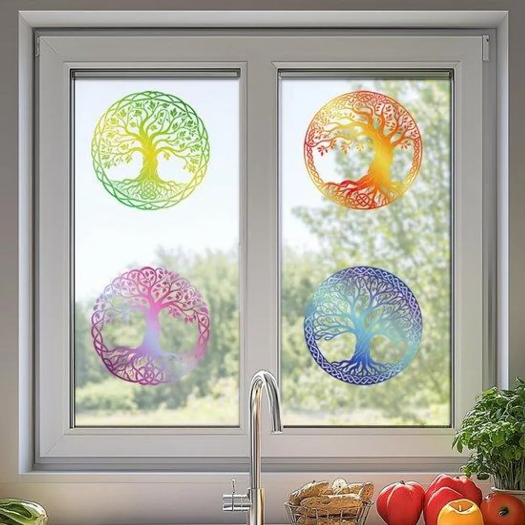 Décor adhésif Arbre pour paroi vitrée aux motifs de printemps et été