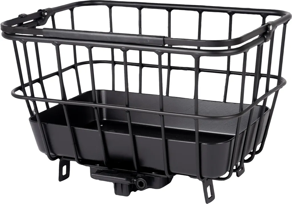 Panier Atran Velo Grocery M en aluminium noir avec poignée de transport