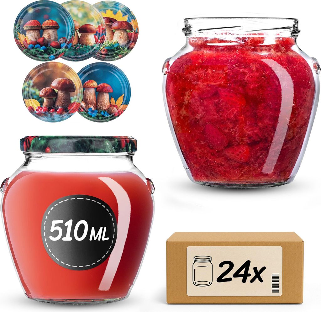 KADAX Einmachgläser 510 ml mit Schraubdeckel fi82mm, Schraubgläser mit Deckel, Honiggläser, Sturzgläser zum Einkochen von Honig, Obst und Gemü...