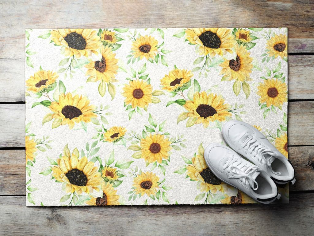 Fußmatte Aussen - Schuhmatte Haustür- Schmutzfangmatte Türvorleger - Outdoor Teppich Schmutzfänger - 60x40 cm - Feldblumen