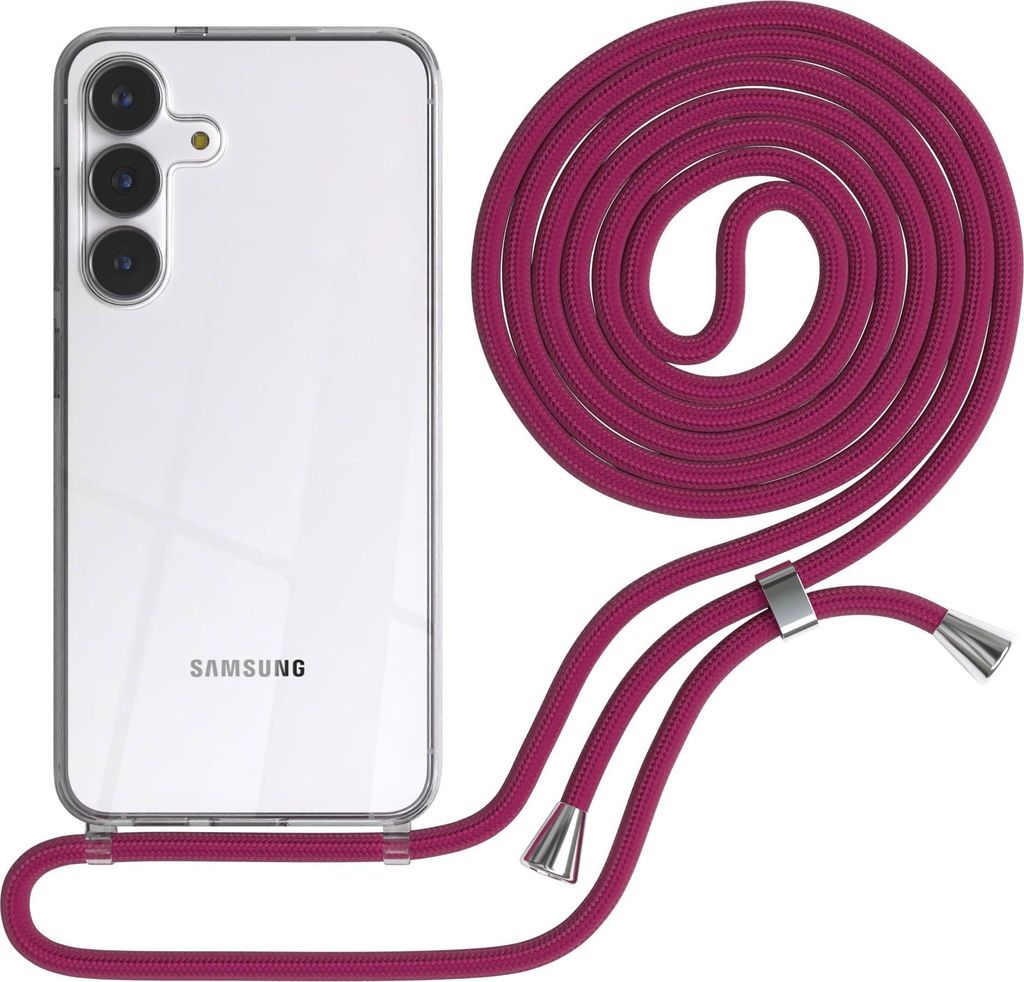 EAZY CASE Handykette mit Hülle für Samsung Galaxy S25 FE Backcover Handykette, zum Umhängen in Pink