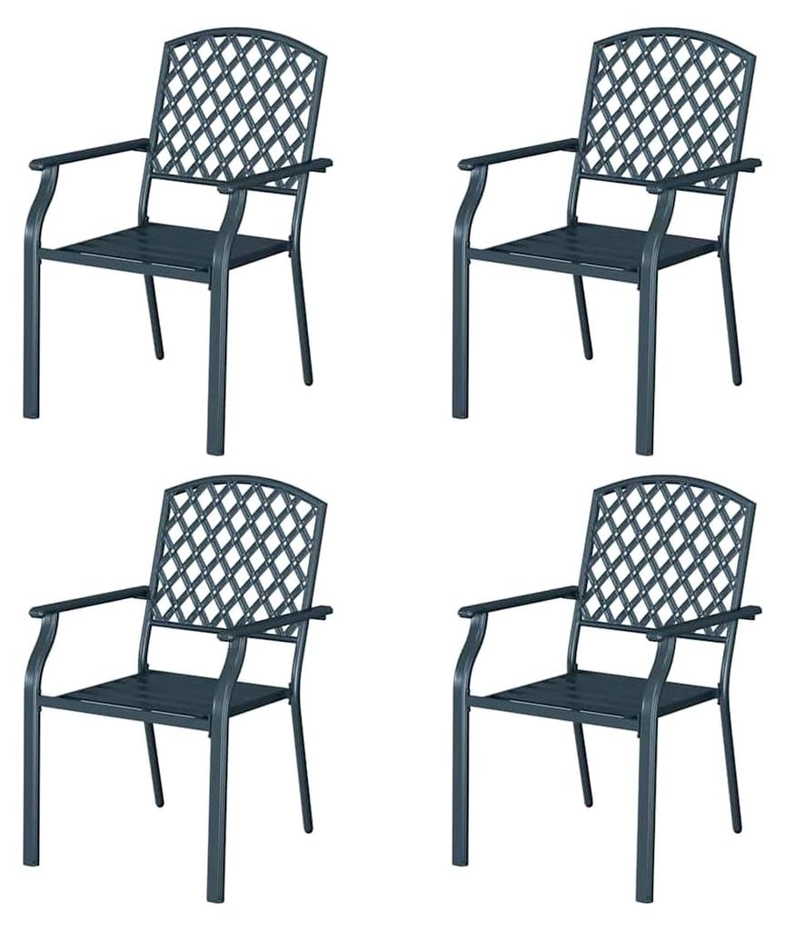 Gartenstuhl, 4 Stück, Anthrazit, 56 x 65 x 89 cm, Stahl, für Garten, Strand, Balkon, Terrasse, Camping