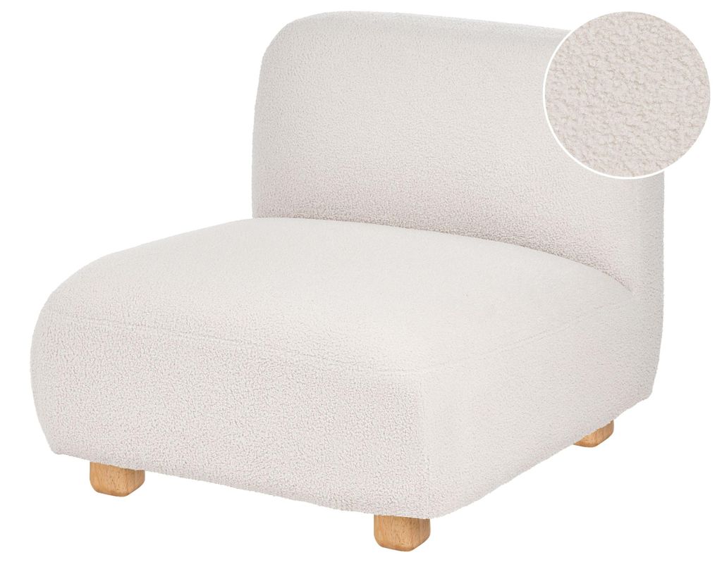BELIANI Sessel Cremeweiß Bouclé Gepolstert Teddyfell Optik Modular ohne Armlehnen mit Niedrigen Beinen Modern Modulsessel Polstersessel zum Sofa