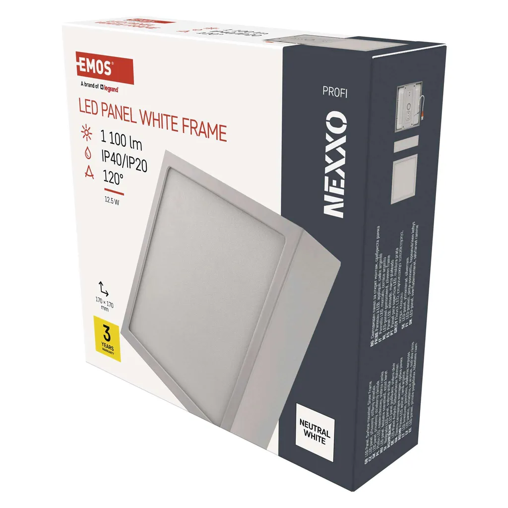 Plafoniera LED EMOS ZM6135 Bianca 12,5W | Design Quadrato NEXXO