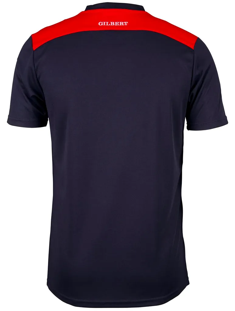 Maillot de sport enfant Gilbert Photon bleu rouge en taille 128 cm