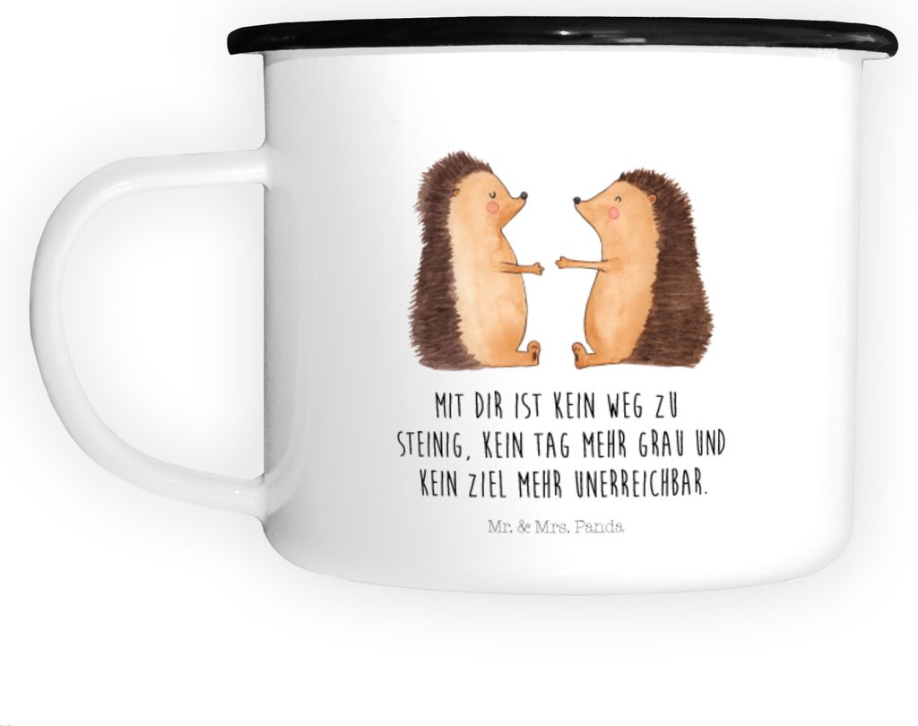Mr. & Mrs. Panda Pott Igel Liebe - Weiß - Geschenk, Verlobt, Emaille Tasse, Becher, Freundin, Große, Haferl, Hochzeitstag, Teetasse, Verheiratet