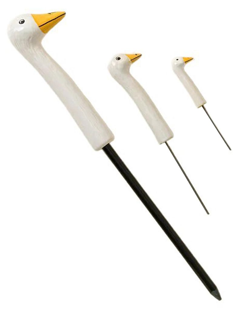 Lustige Gänsefigur aus Kunstharz, dekorativer Gartenstecker für Rasen, Terrasse, Beete und Pflanzgefäße, Geschenk für Gärtner