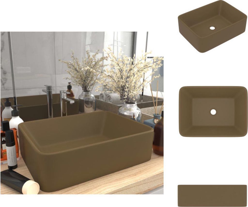 vidaXL Luxus-Waschbecken Matt Creme 41x30x12 cm Keramik - Badezimmer-Waschbecken
