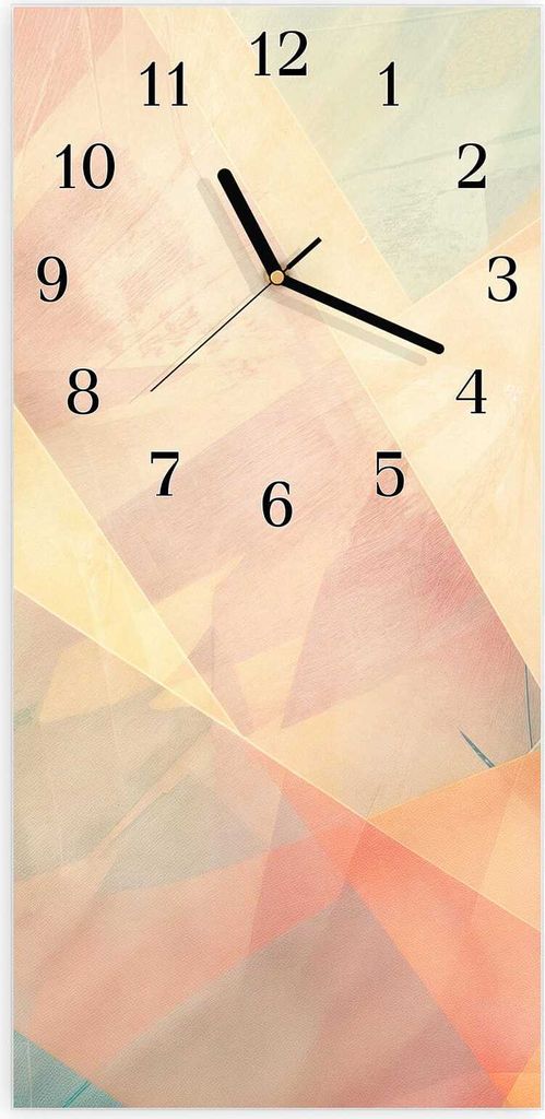 Wanduhr aus Glas mit Motiv Farbiges Geo Muster- 30 x 60 cm - inkl. Aufhängesystem