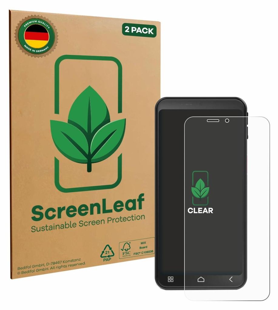 2x ScreenLeaf Schutzfolie für Emporia Smart ME7 nachhaltiger Displayschutz Display Schutz Folie Klar Transparent