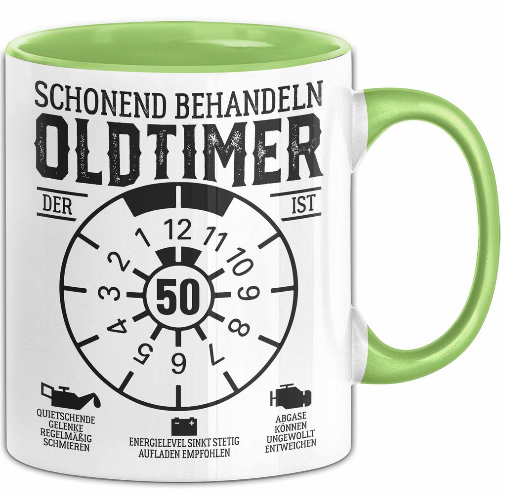 50. Geburtstag Tasse Geschenk Schonend Behandeln Oldtimer Der Ist 50 Geschenkidee Kaffee-Becher (Grün)
