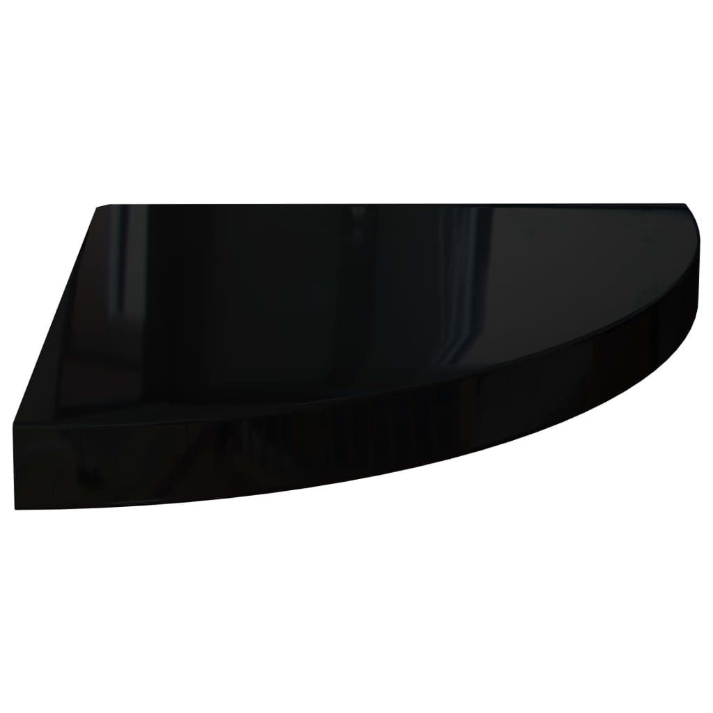 Eck-Schweberegal Hochglanz-Schwarz 35x35x3,8 cm MDF Produktbild 