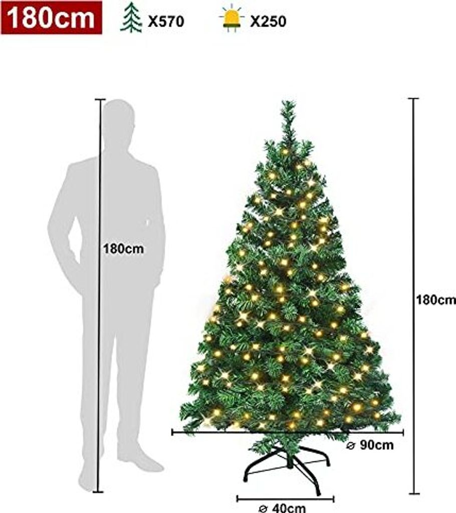 TANYEAR Künstlicher Weihnachtsbaum 180cm - Premium Tanne Mit Ständer