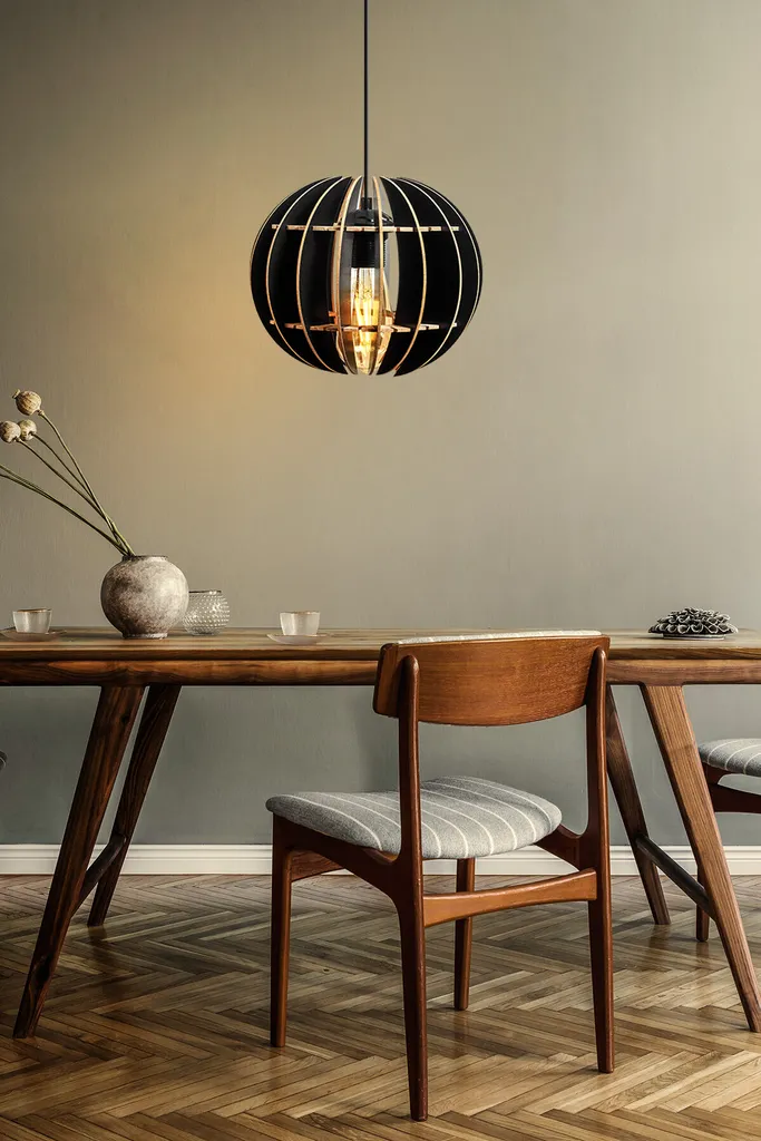 Lustre Opviq 143FLH Noir en MDF : Suspension Design Moderne pour Salon