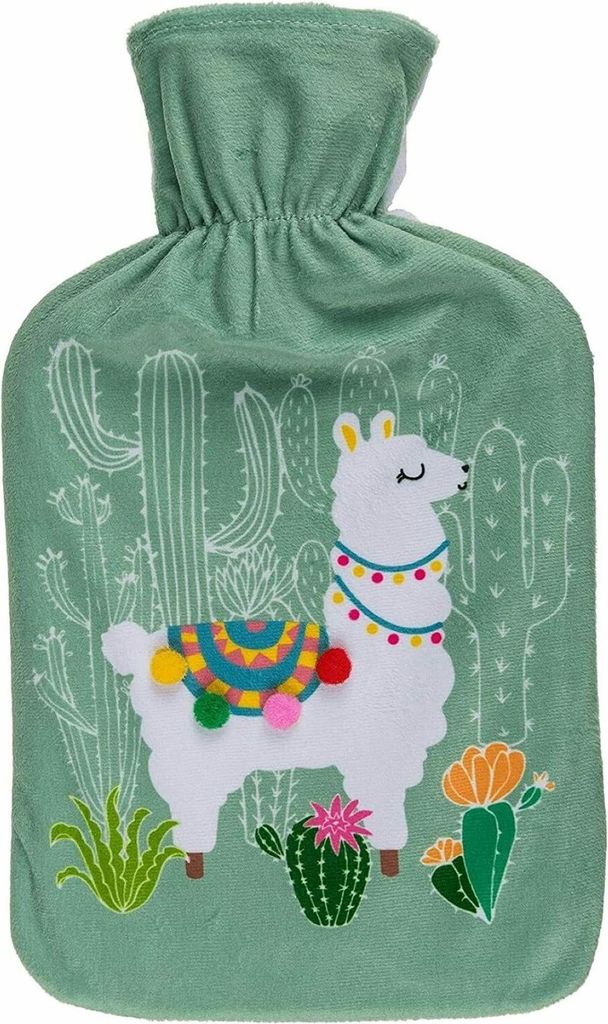 Bouillotte lama avec housse en polyester doux, 2 L, Image du produit 