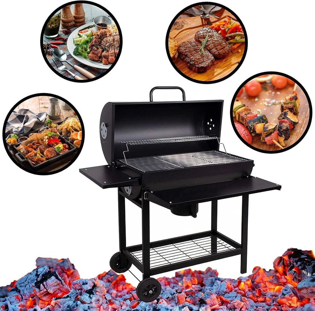 Profi Smoker Grillwagen, Holzkohlegrill aus Stahl, XXL Produktbild 