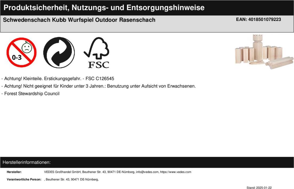 OA Schwedenschach-Kubb, 21tlg. im Netz Produktbild 3