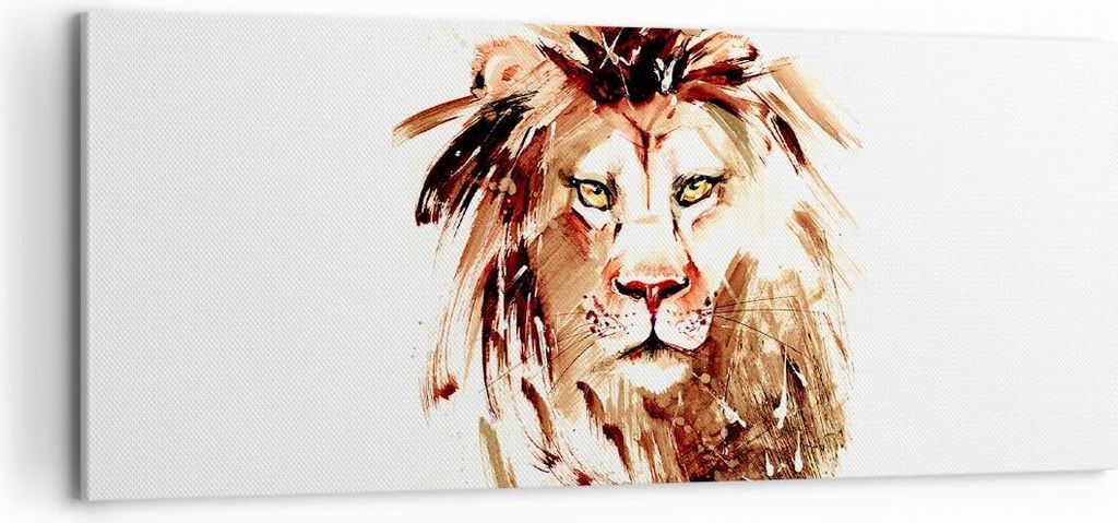 Bild auf Leinwand - Leinwandbild - Abbildung intelligent König Löwe - 100x40cm - Wand Bild - Wanddeko - Leinwanddruck - Bilder - Kunstdruck - Lei...