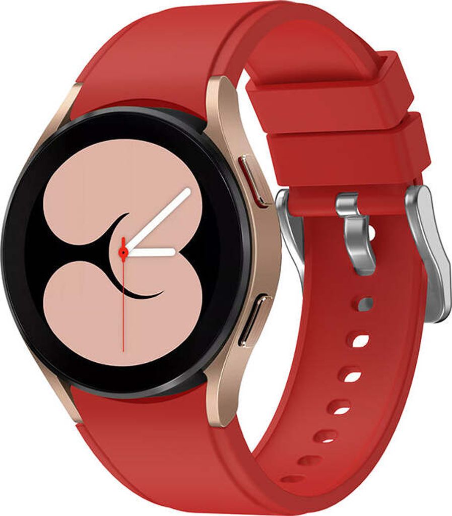 System-S Armband flexibel aus Silikon 20mm für Samsung Galaxy Watch 4 Smartwatch Rot