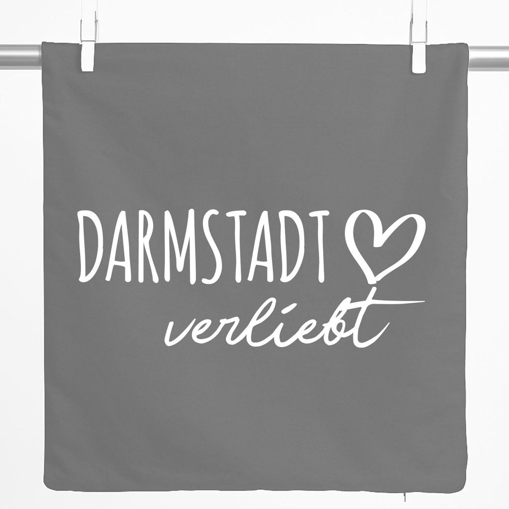 Huuraa Kissenbezug Darmstadt verliebt 40x40cm Steel Grey Baumwolle Dekokissenbezug Geschenkidee