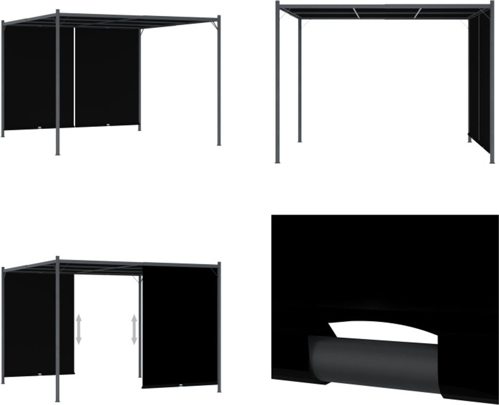 vidaXL Gartenpergola mit Versenkbarem Dach 3x3 m Anthrazit - Pergola - Pergolas - Gartenpergola - Gartenpergolas