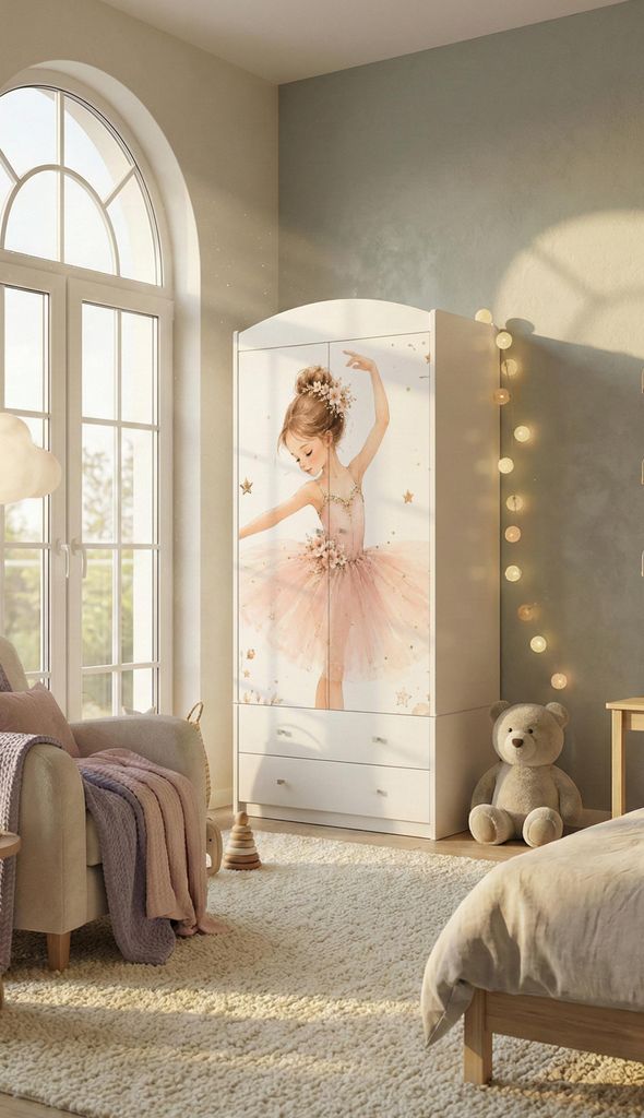 Mädchen Kleiderschrank mit Prinzessin / Reh Motiv, Kinder Produktbild 