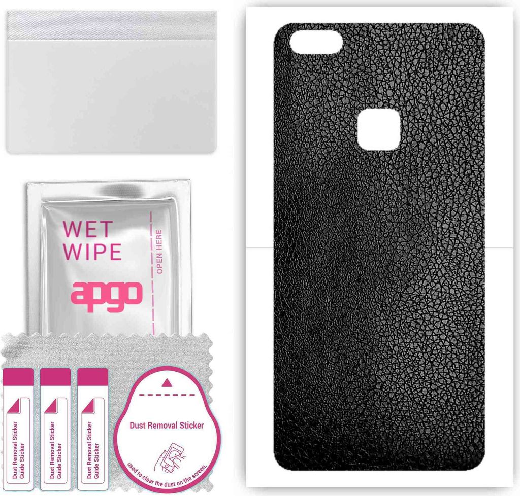 apgo Rückseite Schutzfolie, Skin, kompatibel mit Huawei P10 Lite, Hinten Displayschutzfolie aus Vinylfolie, kratzfest, einfache Montage - Schwarze...