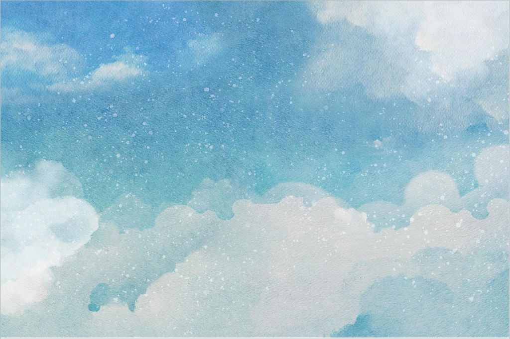 Fototapete Himmel - Vliestapete - Bildtapete UV-beständig Wolken blau Aquarell Wandtapete geruchsfrei