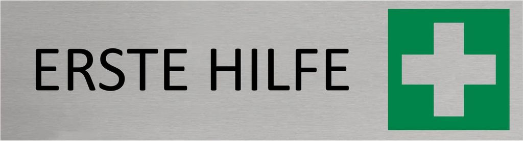 CombiCraft Aluminium Türschild Erste Hilfe 165x45mm mit 3M-Tape zur Befestigung, einfache Kennzeichnung von Räumen und Bereichen