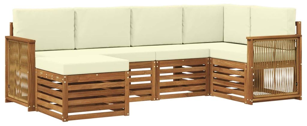 “2026 Modern“ Natur und Creme Ecksofa Set mit Kissen 5 pcs Natur und Creme - Designermöbel 68290 - Gartensofas